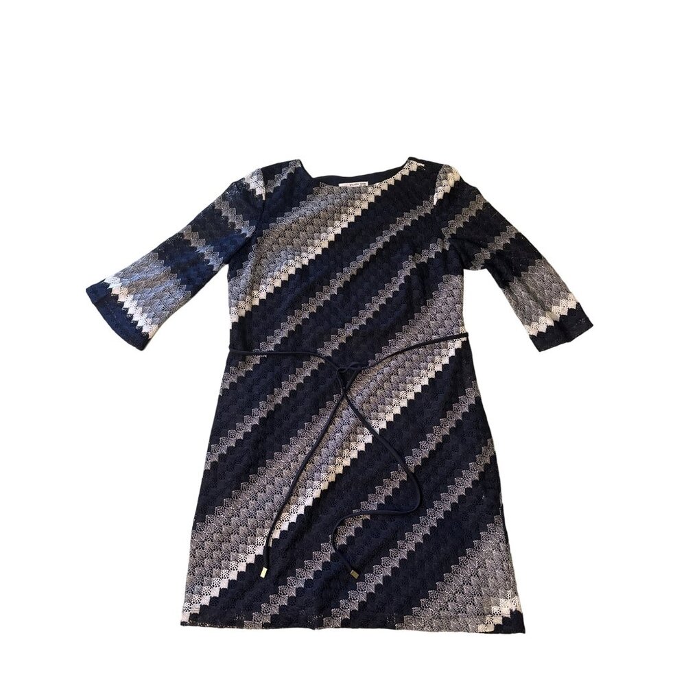 💖Studio One NY Women's Size 14P Lace Chevron Dress With Belt